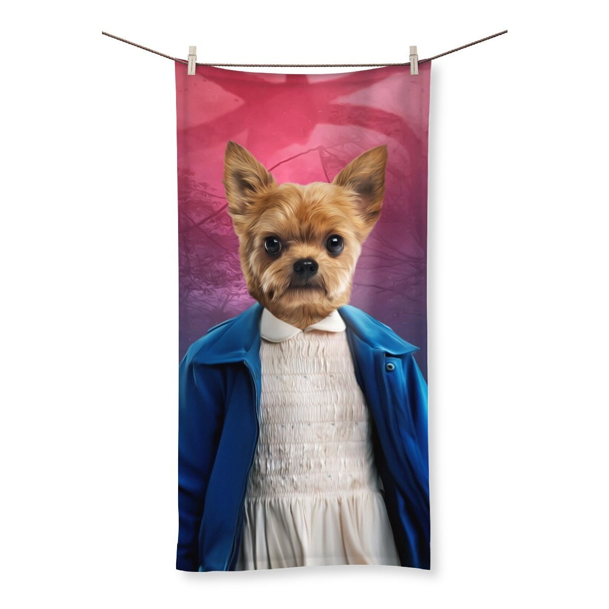 Eleven (Stranger Things Inspired): Custom Pet Towel - Paw & Glory - #pet portraits# - #dog portraits# - #pet portraits uk#Paw & Glory, paw and glory, dog astronaut photo, dog drawing from photo, draw your pet portrait, dog portraits singapore, cat picture painting, custom dog painting, pet portrait,pet art Towel,