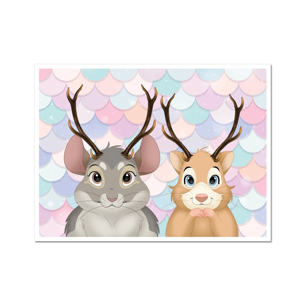 Elk Antlers: Cartoon Pet Poster - Paw & Glory - #pet portraits# - #dog portraits# - #pet portraits uk#