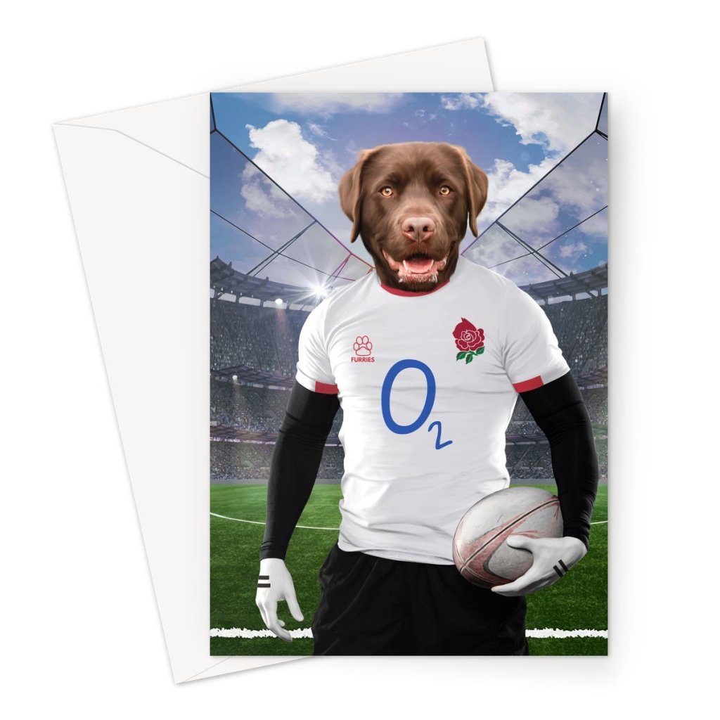 England Rugby Team: Custom Pet Greeting Card - Paw & Glory - #pet portraits# - #dog portraits# - #pet portraits uk#