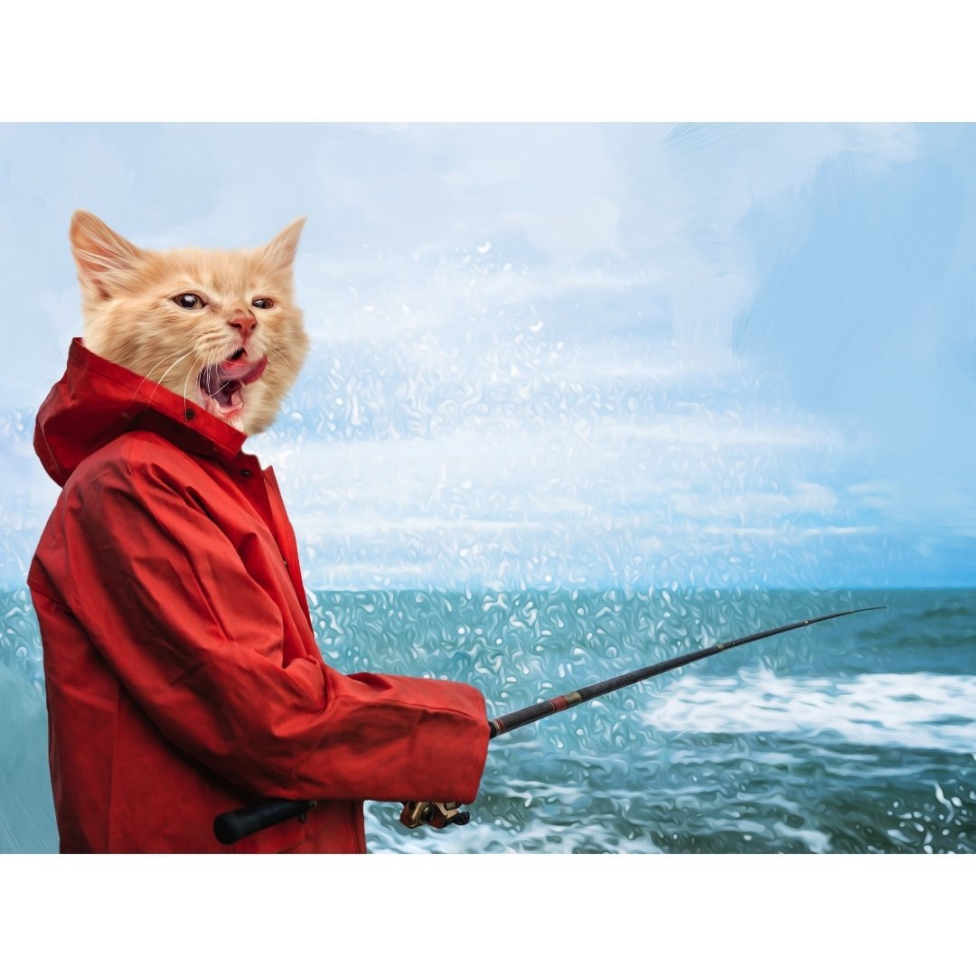 Fisherpaw: Custom Pet Digital Portrait - paw & glory, pawandglory, dog astronaut photo, personalized pet and owner canvas, small dog portrait, custom pet painting, pet portraits usa, pet portraits usa, pet portrait