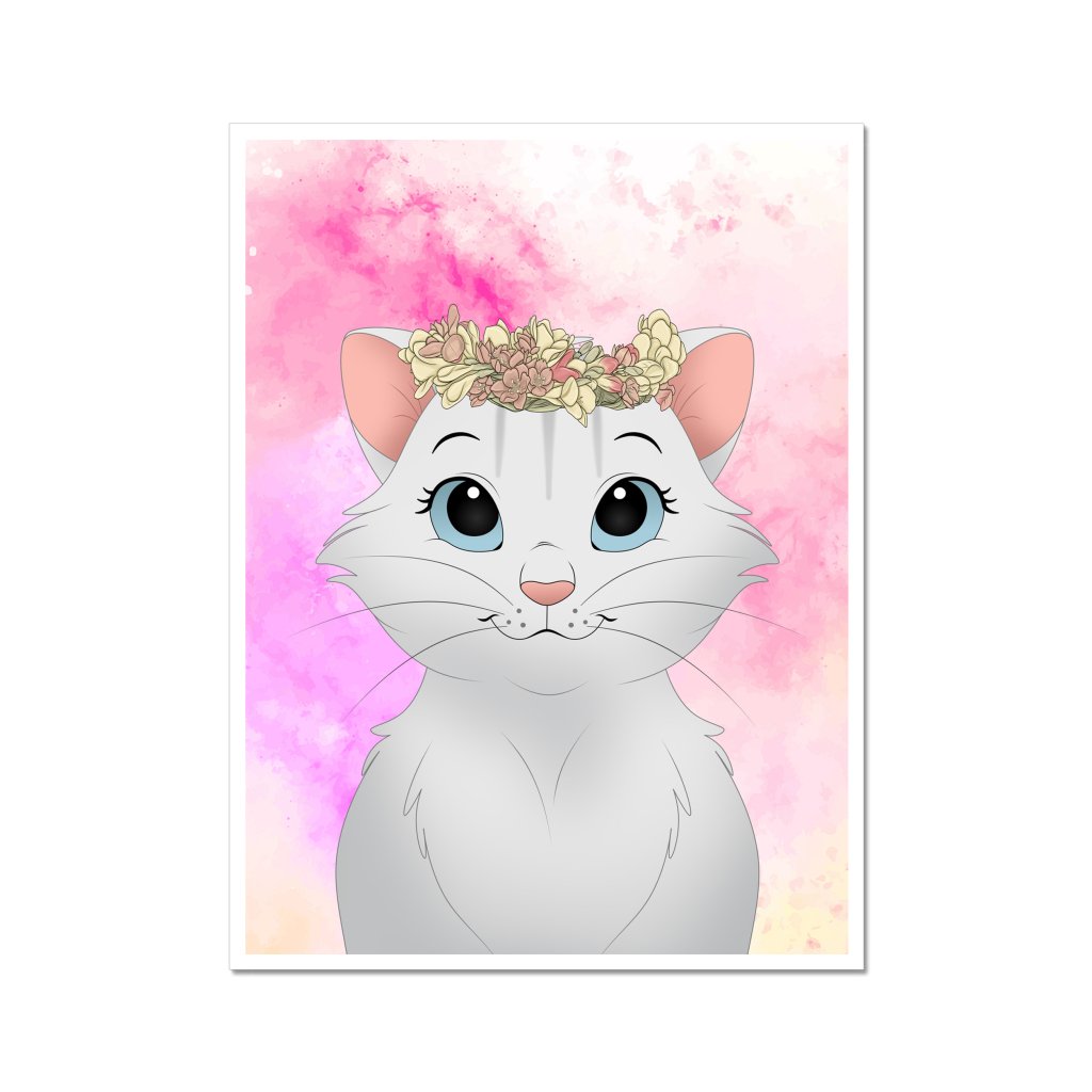 Flower Bud Crown: Cartoon Pet Poster - Paw & Glory - #pet portraits# - #dog portraits# - #pet portraits uk#