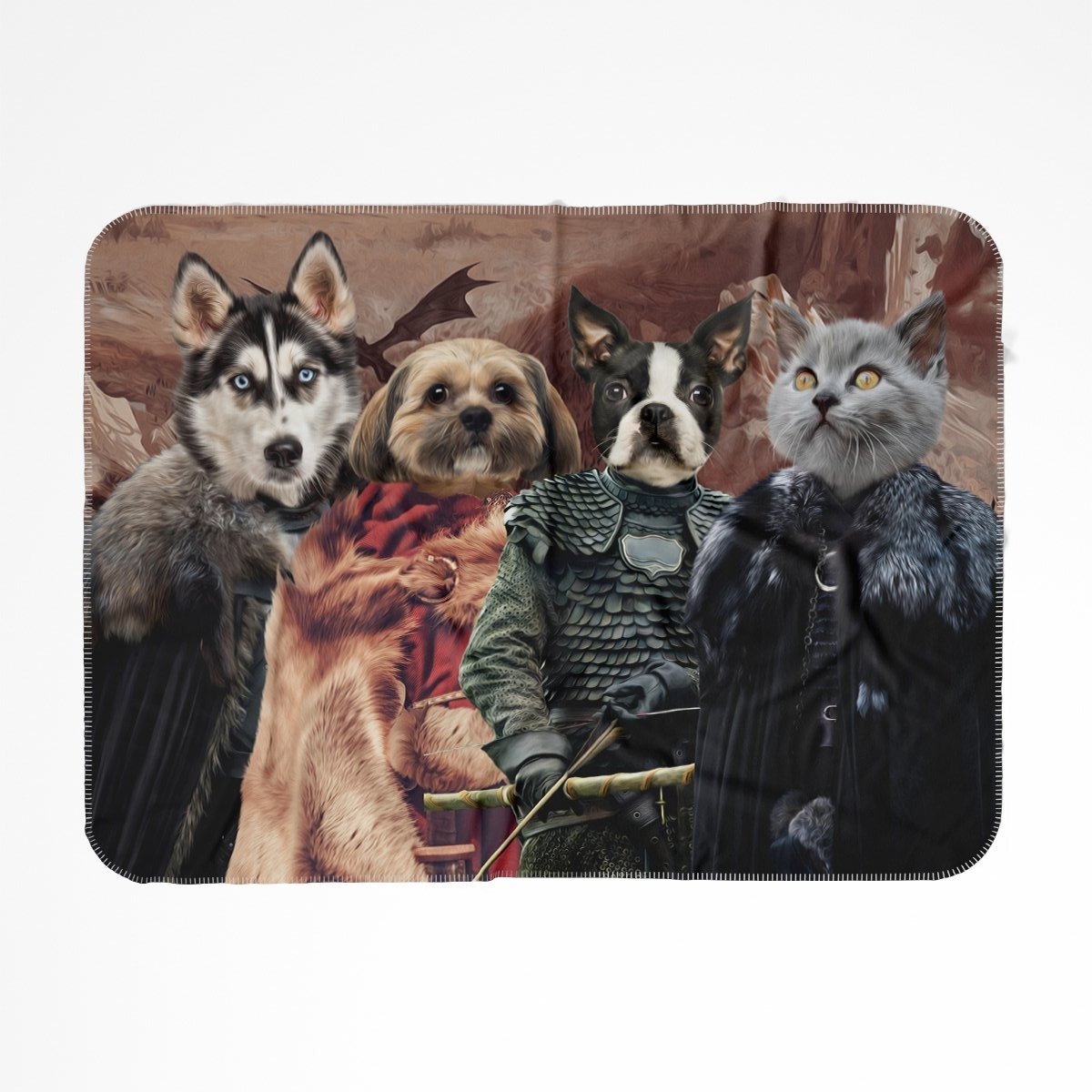 Game Of Thrones: Custom Pet Blanket - Paw & Glory - #pet portraits# - #dog portraits# - #pet portraits uk#Pawandglory, Pet art blanket,put your pet on a blanket, put dog on blanket, picture dog blanket, blanket with pet photo, blanket with animal picture