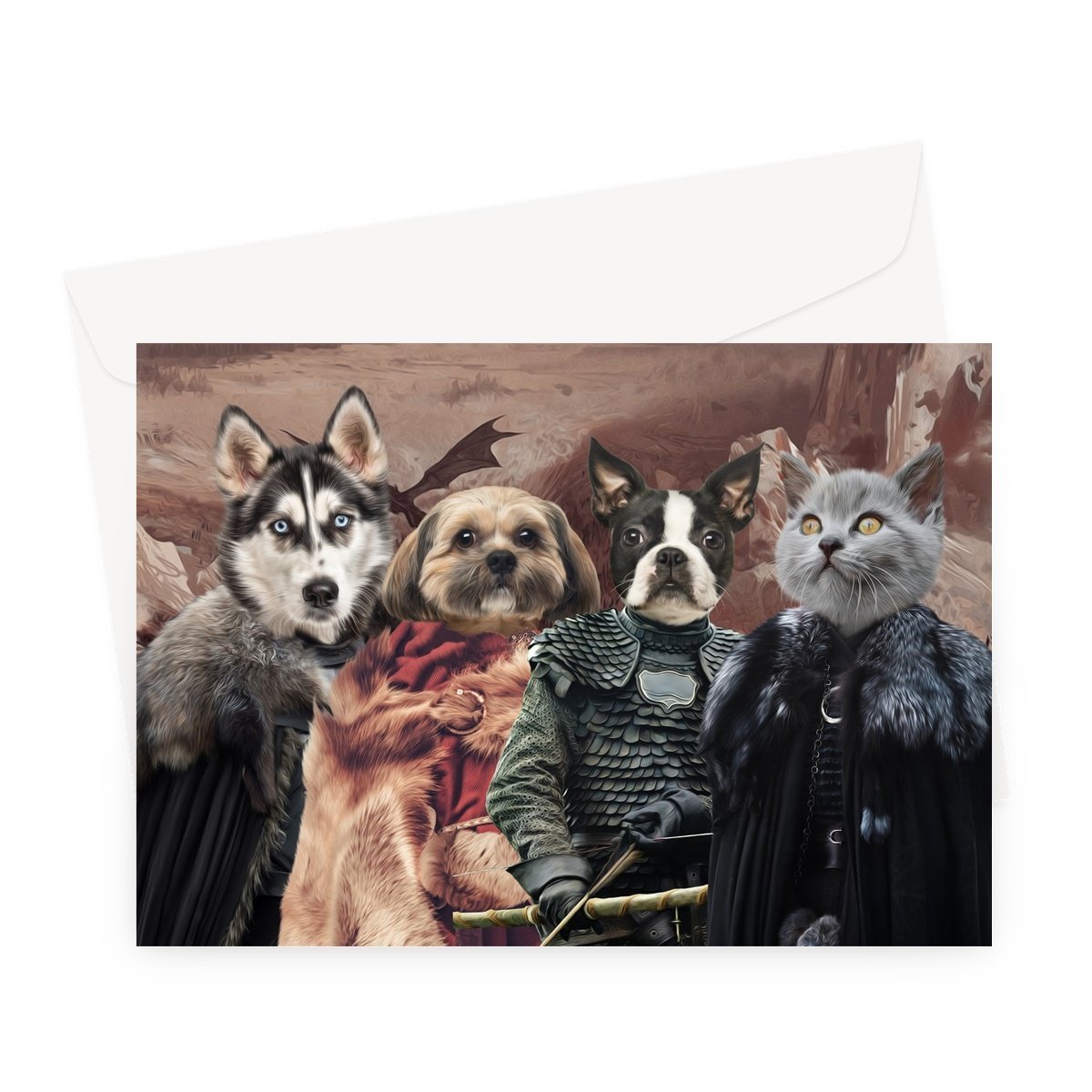 Game Of Thrones: Custom Pet Greeting Card - Paw & Glory - pawandglory, dog portrait background colors, dog drawing from photo, pet portraits in oils, my pet painting, painting pets, drawing pictures of pets, pet portrait