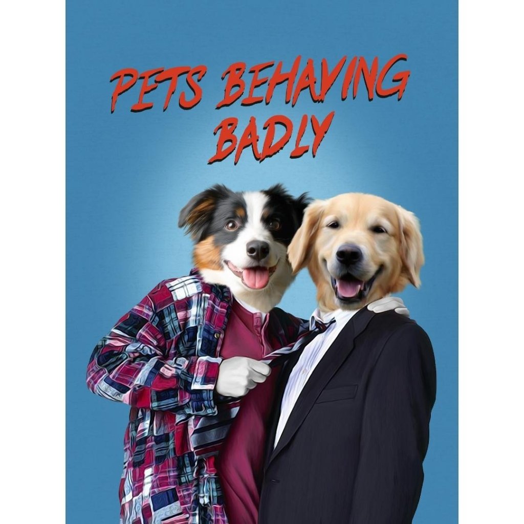 Gary & Tony (Men Behaving Badly Inspired): Custom Digital Download Pet Portrait - Paw & Glory - #pet portraits# - #dog portraits# - #pet portraits uk#