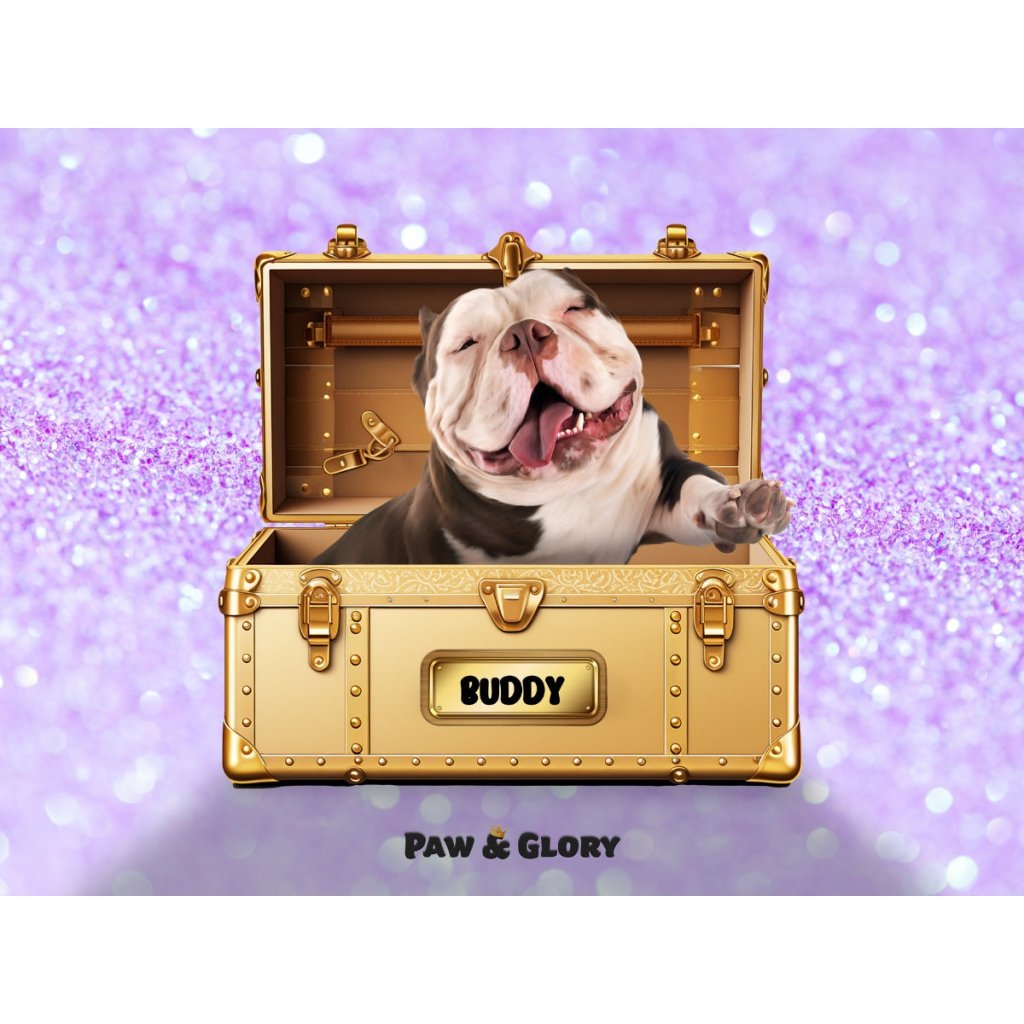 Glamour in Gold Luxury Trunk: Custom Digital Download Pet Portrait - Paw & Glory - #pet portraits# - #dog portraits# - #pet portraits uk#