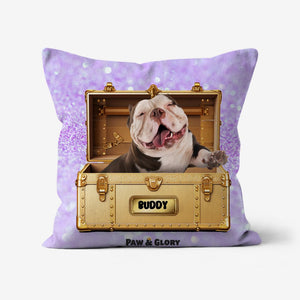 Glamour in Gold Luxury Trunk: Custom Pet Pillow - Paw & Glory - #pet portraits# - #dog portraits# - #pet portraits uk#