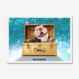 Glamour in Gold Luxury Trunk: Custom Pet Portrait - Paw & Glory - #pet portraits# - #dog portraits# - #pet portraits uk#