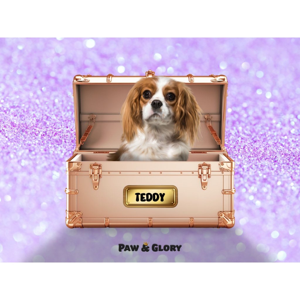 Golden Blush Luxury Trunk: Custom Digital Download Pet Portrait - Paw & Glory - #pet portraits# - #dog portraits# - #pet portraits uk#