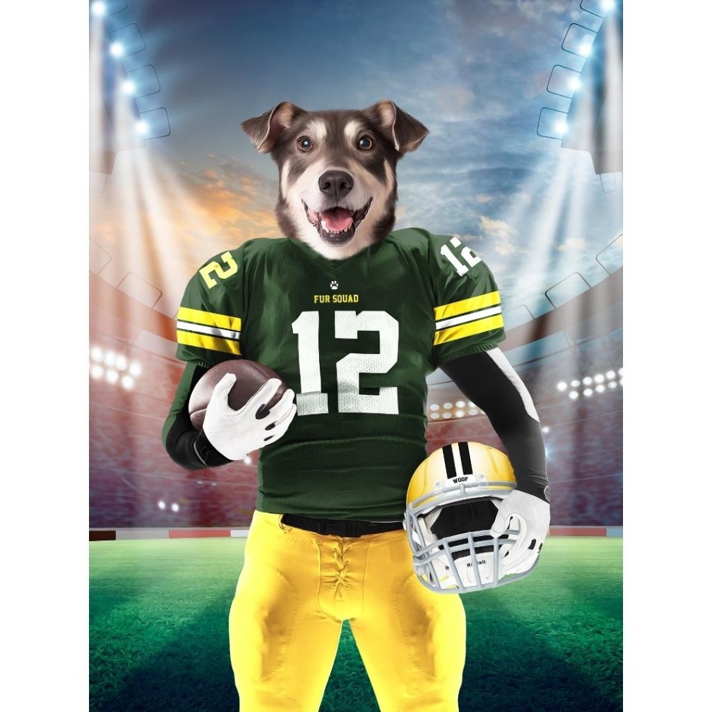 Green Paw Packers: Custom Digital Download Pet Portrait - Paw & Glory - #pet portraits# - #dog portraits# - #pet portraits uk#