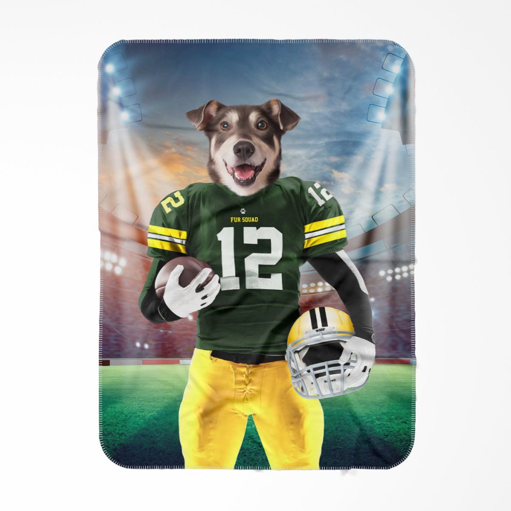 Green Paw Packers: Custom Pet Blanket - Paw & Glory - #pet portraits# - #dog portraits# - #pet portraits uk#