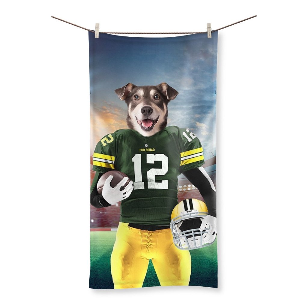 Green Paw Packers: Custom Pet Towel - Paw & Glory - #pet portraits# - #dog portraits# - #pet portraits uk#