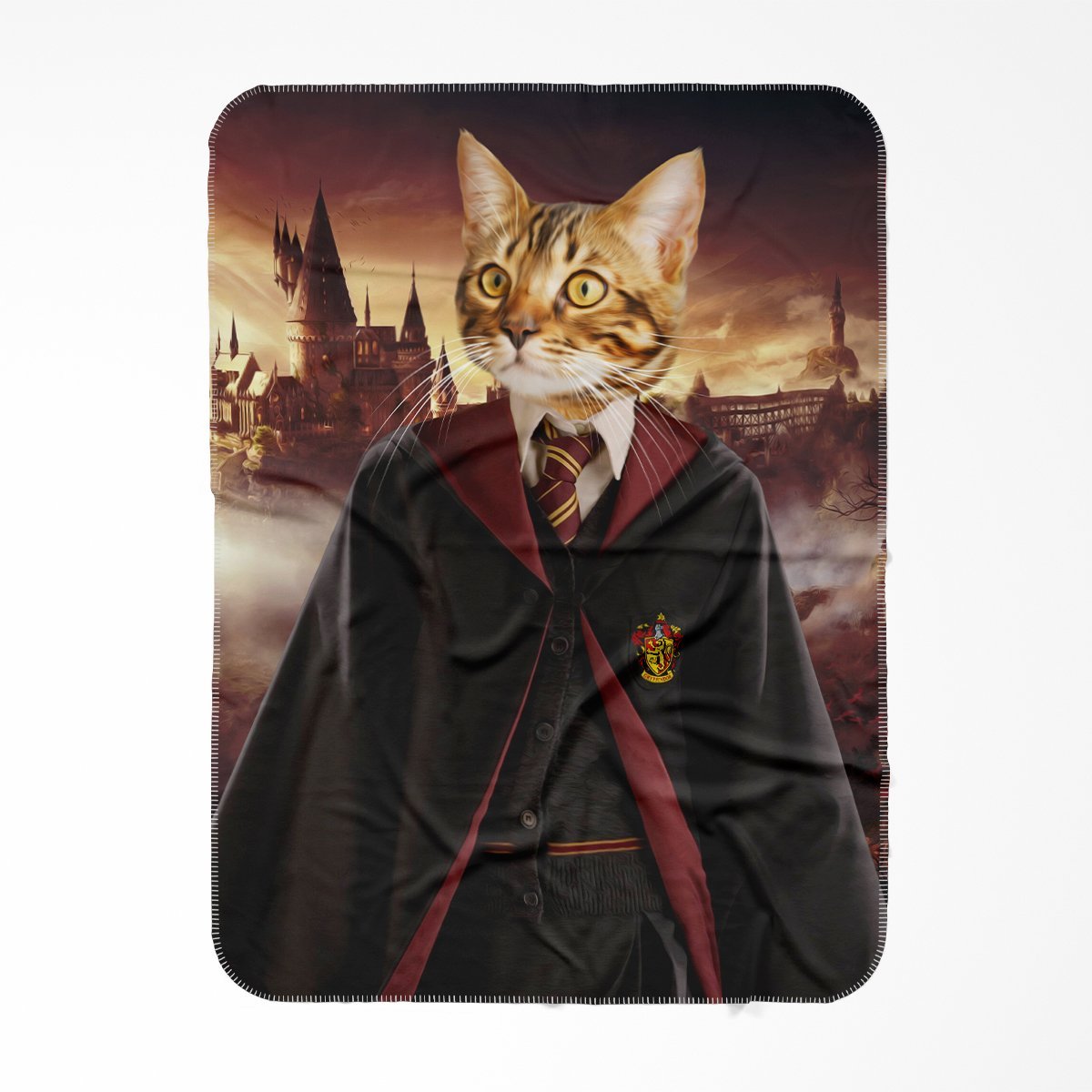 Gryffindor (Harry Potter Inspired): Custom Pet Blanket - Paw & Glory - #pet portraits# - #dog portraits# - #pet portraits uk#Paw and glory, Pet portraits blanket,pets face on a blanket, blanket with picture of pet, picture of pet on blanket, photo pet blanket, custom dog picture blanket