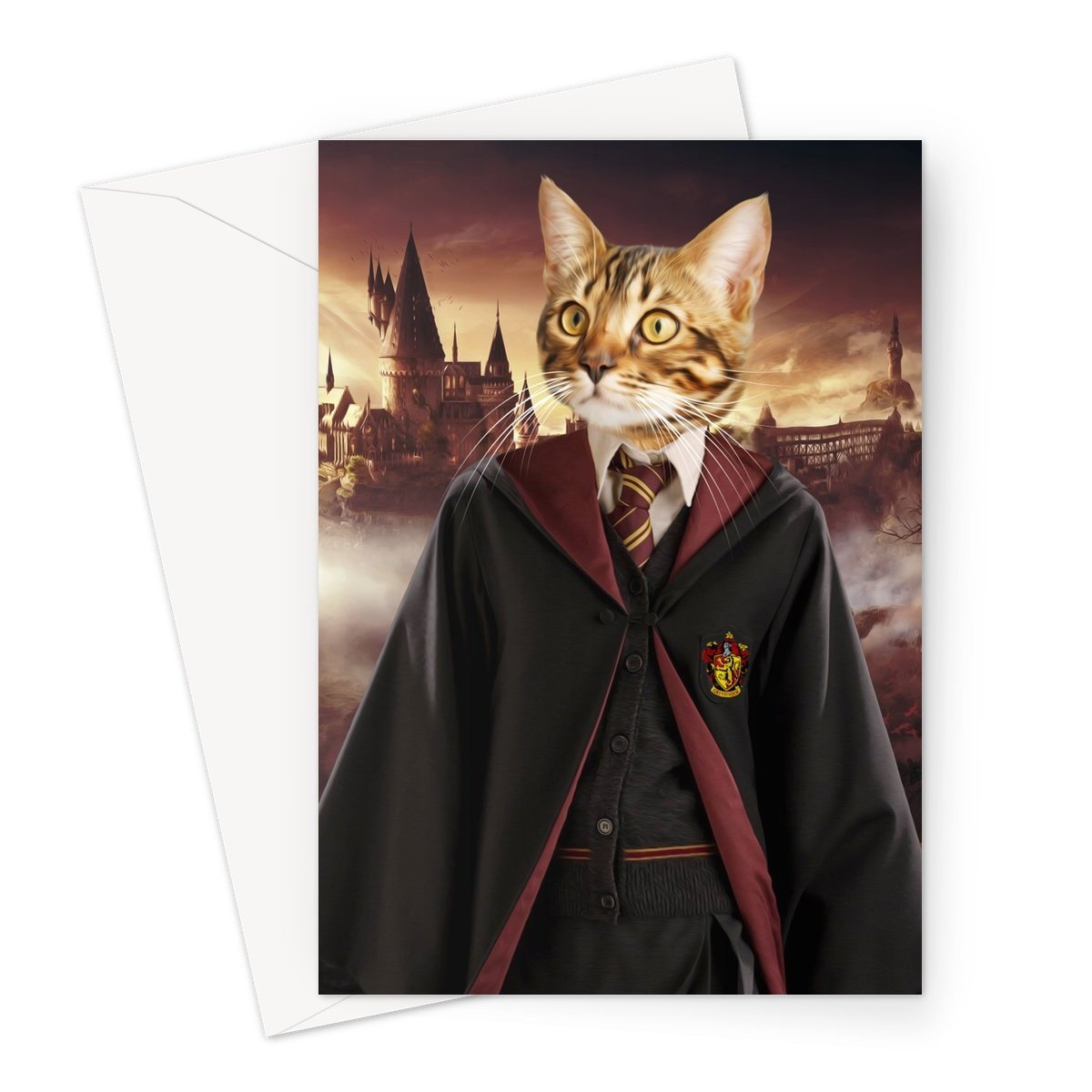 Gryffindor (Harry Potter Inspired): Custom Pet Greeting Card - Paw & Glory - #pet portraits# - #dog portraits# - #pet portraits uk#portraits of pets, dog painting, pet photograph, posh pet portraits, painting pet portraits, picture pet, west and willow, Turnerandwalker