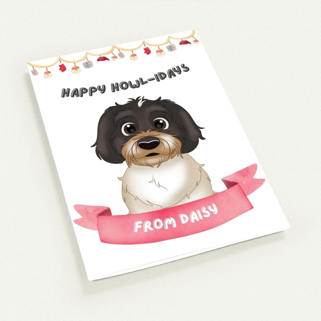 Happy Howlidays Cartoon Christmas Cards - Paw & Glory - #pet portraits# - #dog portraits# - #pet portraits uk#