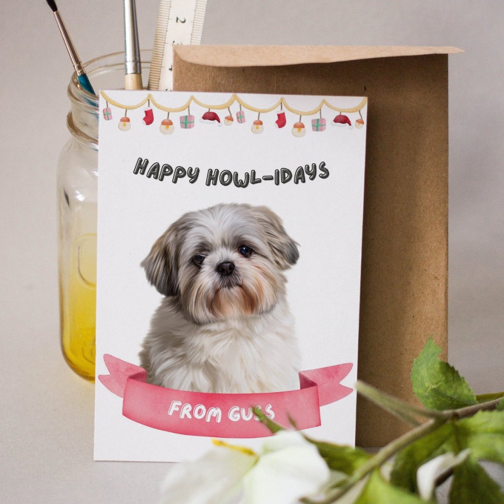 Happy Howlidays Minimalist Christmas Cards - Paw & Glory - #pet portraits# - #dog portraits# - #pet portraits uk#