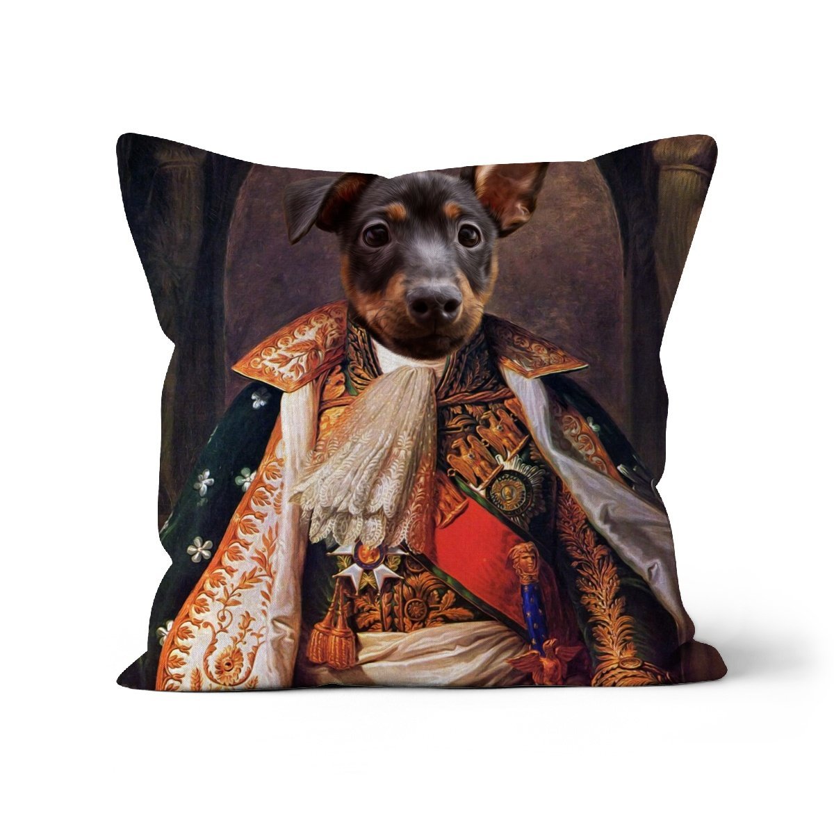 His Highness: Custom Pet Cushion - Paw & Glory - #pet portraits# - #dog portraits# - #pet portraits uk#paw & glory, custom pet portrait pillow,dog memory pillow, pillow with pet picture, dog on pillow, dog memory pillow, pet pillow