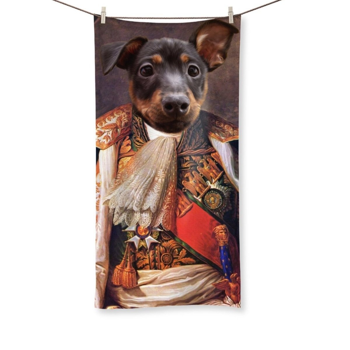His Highness: Custom Pet Towel - Paw & Glory - #pet portraits# - #dog portraits# - #pet portraits uk#Paw & Glory, paw and glory, small dog portrait, aristocratic dog portraits, dog portrait background colors, best dog artists, admiral dog portrait, dog portraits admiral, pet portrait,custom pet portrait Towel