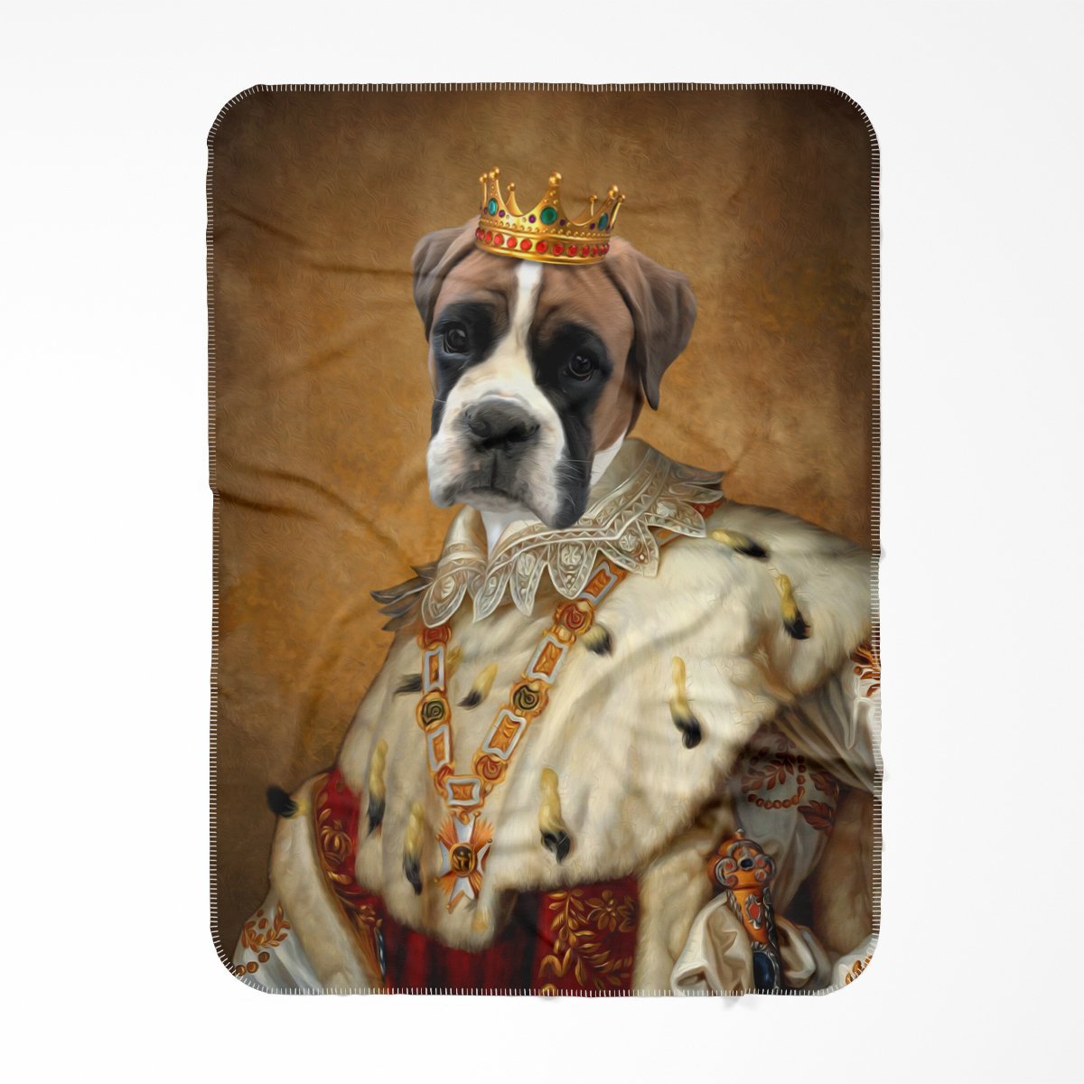 His Majesty: Custom Pet Blanket - Paw & Glory - #pet portraits# - #dog portraits# - #pet portraits uk#Paw and glory, Pet portraits blanket,blankets with dog pictures on them, custom pup blanket, photo blanket dog, canvas dog blanket, your dog's face on a blanket