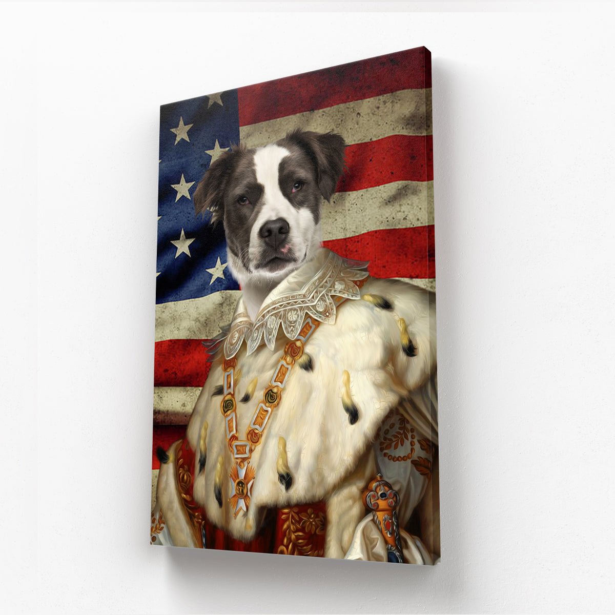 His Majesty USA Flag: Custom Pet Canvas - Paw & Glory - #pet portraits# - #dog portraits# - #pet portraits uk#pawandglory, pet art canvas,pet on a canvas, the pet on canvas reviews, canvas of pet, custom pet canvas art, your pet on canvas