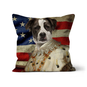 His Majesty USA Flag: Custom Pet Cushion - Paw & Glory - #pet portraits# - #dog portraits# - #pet portraits uk#paw & glory, pet portraits pillow,personalised cat pillow, dog shaped pillows, custom pillow cover, pillows with dogs picture, my pet pillow