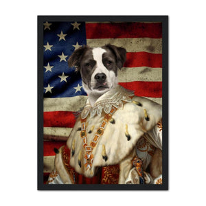 His Majesty USA Flag: Custom Pet Portrait - Paw & Glory, pawandglory, personalized pet and owner canvas, custom pet painting, best dog artists, dog portrait background colors, dog portrait painting, painting of your dog, pet portrait