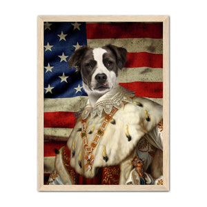 His Majesty USA Flag: Custom Pet Portrait - Paw & Glory, paw and glory, turn pet photo into canvas art, hogwarts dog houses, pet portraits in oils, small dog portrait, the admiral dog portrait, my pet painting, pet portraits