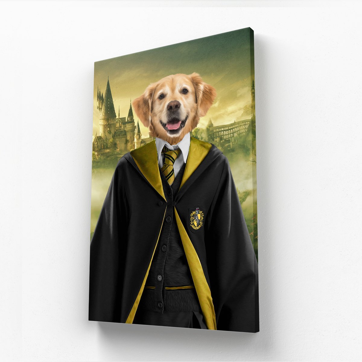 Hufflepuff (Harry Potter Inspired): Custom Pet Canvas - Paw & Glory - #pet portraits# - #dog portraits# - #pet portraits uk#paw & glory, custom pet portrait canvas,personalised pet canvas uk, pet picture on canvas, dog portraits canvas, dog prints on canvas, custom canvas dog prints
