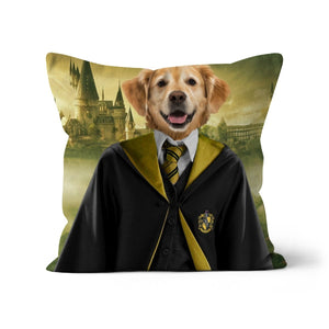 Hufflepuff (Harry Potter Inspired): Custom Pet Cushion - Paw & Glory - #pet portraits# - #dog portraits# - #pet portraits uk#paw and glory, custom pet portrait cushion,dog memory pillow, photo pet pillow, custom pillow of your pet, pet pillow, custom cat pillows