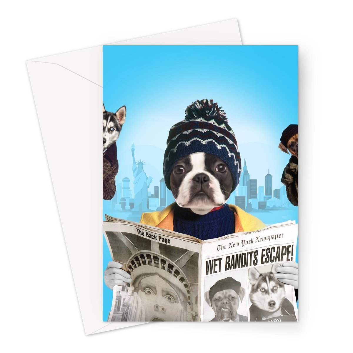 Kevinnn (Home Alone 2 Inspired): Custom Pet Greeting Card - Paw & Glory - pawandglory, best dog paintings, the admiral dog portrait, pictures for pets, original pet portraits, painting of your dog, admiral pet portrait, pet portrait