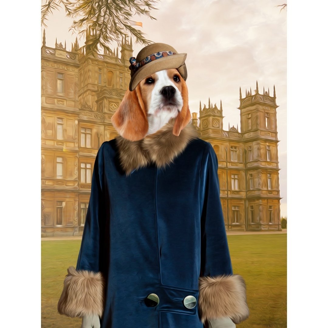 Lady Anne (Downton Abbey Inspired): Custom Pet Digital Portrait - Paw & Glory, pawandglory, dog portrait images, minimal dog art, for pet portraits, admiral dog portrait, custom dog painting, personalized pet and owner canvas, pet portrait