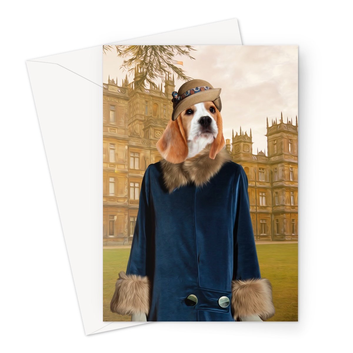 Lady Anne (Downton Abbey Inspired): Custom Pet Greeting Card - Paw & Glory - paw and glory, personalized pet and owner canvas, dog portraits admiral, professional pet photos, custom dog painting, pet portrait admiral, best dog paintings, pet portraits