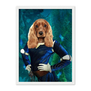 Merida (Brave Inspired): Custom Pet Portrait - Paw & Glory, paw and glory, funny dog paintings, pet portraits usa, minimal dog art, admiral dog portrait, felt cat portrait, digital pet paintings, pet portraits