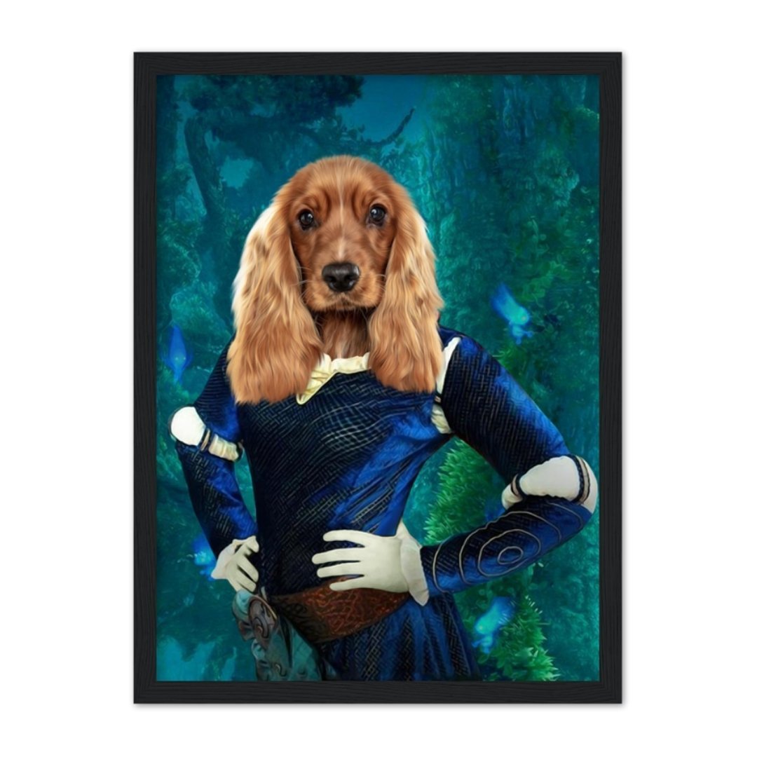 Merida (Brave Inspired): Custom Pet Portrait - Paw & Glory, paw and glory, dog drawing from photo, dog portrait images, dog portraits admiral, aristocrat dog painting, cat picture painting, dog astronaut photo, pet portraits