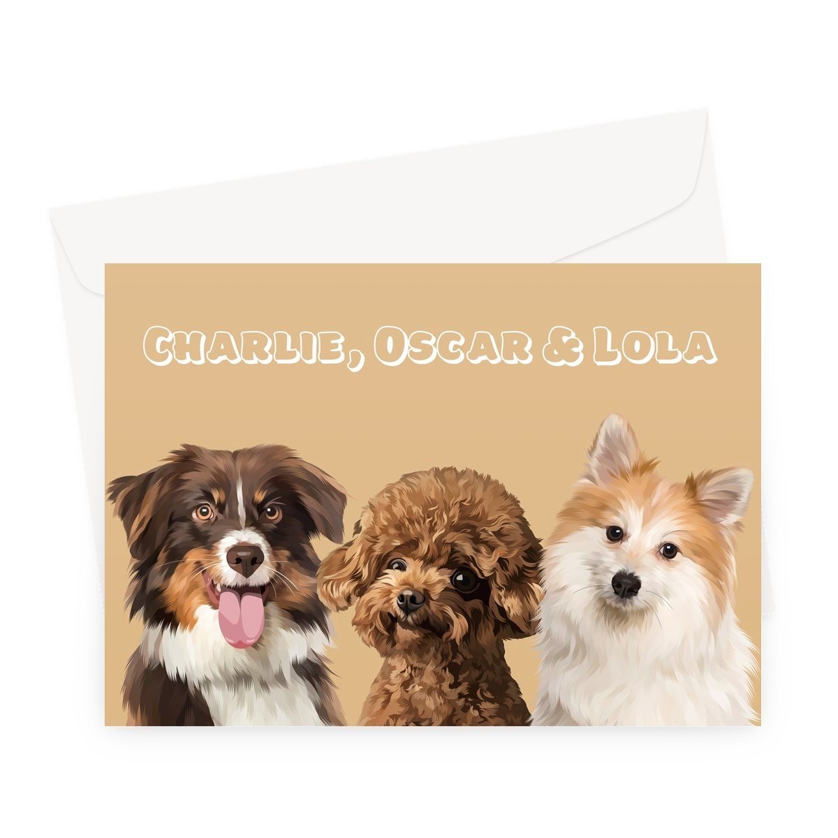 Modern: Custom 3 Pet Greeting Card - Paw & Glory - pawandglory, custom dog painting, pet portrait singapore, pet portraits leeds, pet portrait admiral, the admiral dog portrait, for pet portraits, pet portrait