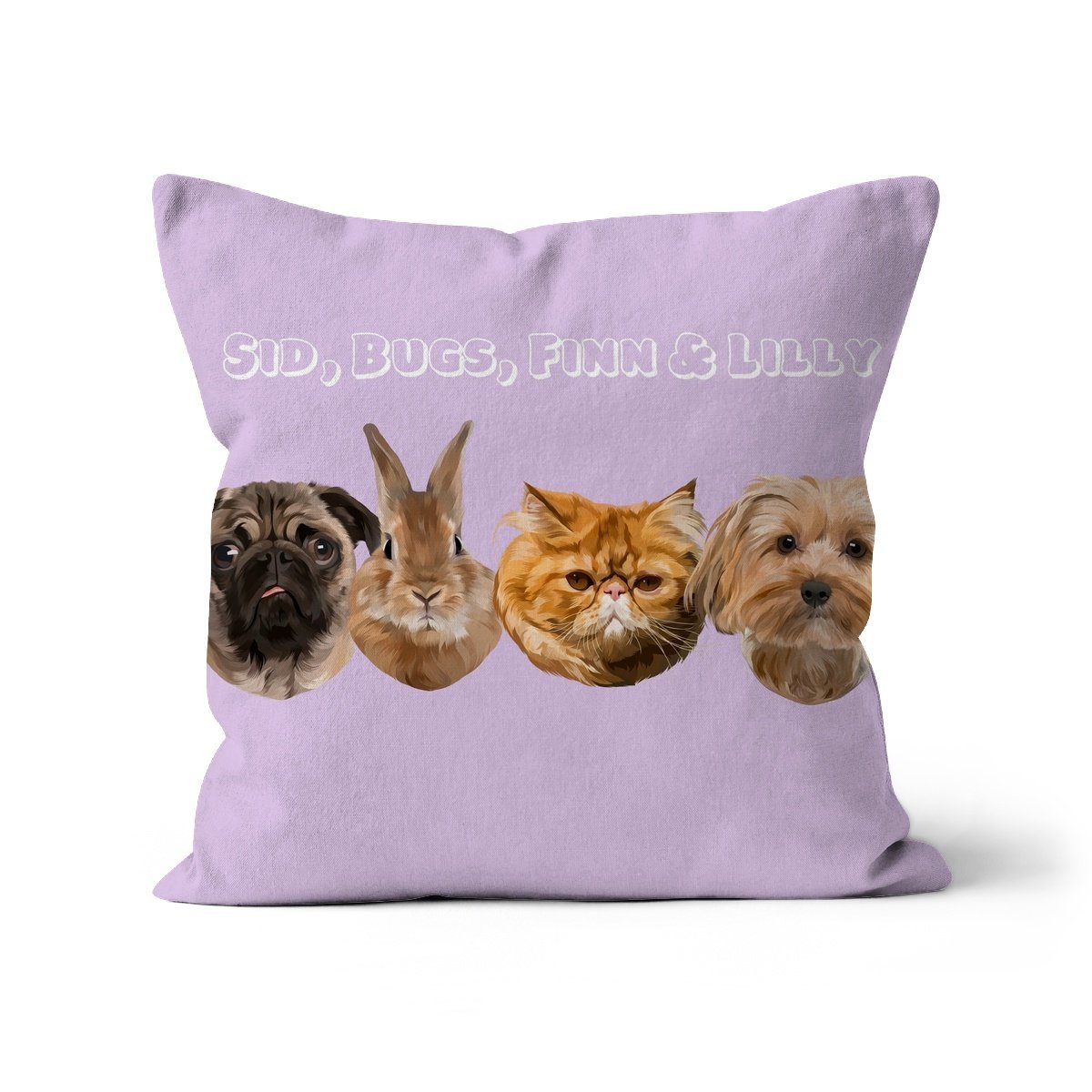 Modern: Custom Four Pet Throw Pillow - Paw & Glory - #pet portraits# - #dog portraits# - #pet portraits uk#paw and glory, pet portraits cushion,dog on pillow, custom cat pillows, pet pillow, custom pillow of pet, pillow personalized