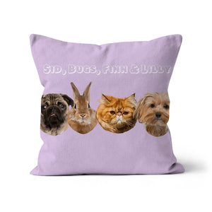 Modern: Custom Four Pet Throw Pillow - Paw & Glory - #pet portraits# - #dog portraits# - #pet portraits uk#pawandglory, pet art pillow,pillows of your dog, pillow with pet picture, print pet on pillow, pet face pillow, pup pillows