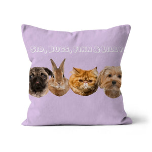 Modern: Custom Four Pet Throw Pillow - Paw & Glory - #pet portraits# - #dog portraits# - #pet portraits uk#paw and glory, pet portraits cushion,dog on pillow, custom cat pillows, pet pillow, custom pillow of pet, pillow personalized