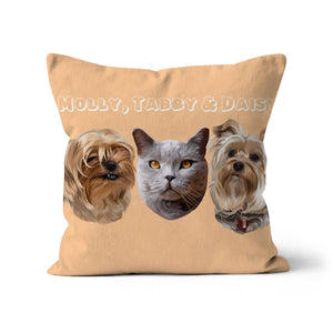 Modern: Custom Three Pet Throw Pillow - Paw & Glory - #pet portraits# - #dog portraits# - #pet portraits uk#paw and glory, pet portraits cushion,dog pillow custom, dog personalized pillow, custom pillow cover, pet face pillow, my pet pillow