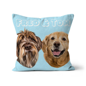 Modern: Custom Two Pet Throw Pillow - Paw & Glory - #pet portraits# - #dog portraits# - #pet portraits uk#paw & glory, pet portraits pillow,dog pillow custom, custom pet pillows, pup pillows, pillow with dogs face, dog pillow cases