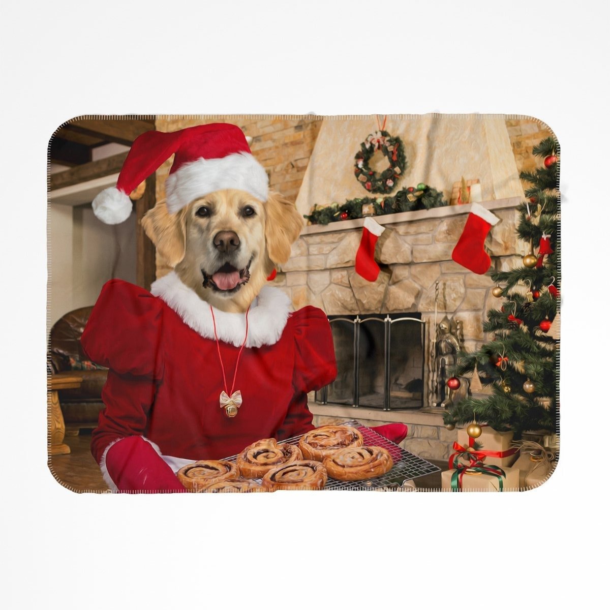 Mrs Claus: Custom Pet Blanket - Paw & Glory - #pet portraits# - #dog portraits# - #pet portraits uk#Pawandglory, Pet art blanket,put your animal on a blanket, pet blanket uk, fleece blanket with picture, printed dog blanket, cat on a blanket