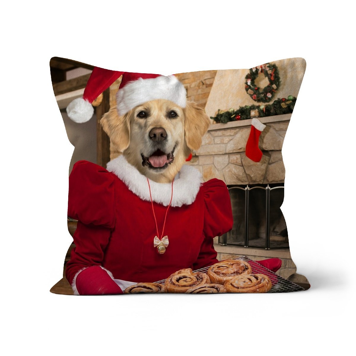 Mrs Claus: Custom Pet Cushion - Paw & Glory - #pet portraits# - #dog portraits# - #pet portraits uk#paw & glory, pet portraits pillow,pillows of your dog, pet face pillow, pet custom pillow, pet print pillow, dog photo on pillow