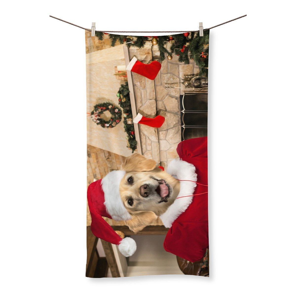 Mrs Claus: Custom Pet Towel - Paw & Glory - #pet portraits# - #dog portraits# - #pet portraits uk#Paw & Glory, pawandglory, personalized pet and owner canvas, custom pet painting, best dog artists, dog portrait background colors, dog portrait painting, painting of your dog, pet portrait,custom pet portrait Towel