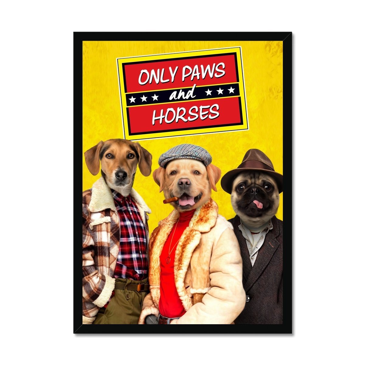 Only Paws and Horses: Custom Framed 3 Pet Portrait - Paw & Glory - #pet portraits# - #dog portraits# - #pet portraits uk#, sarahspetportraits, portraits of pets, dog oil painting, pet canvas, pet prints, pet portraits