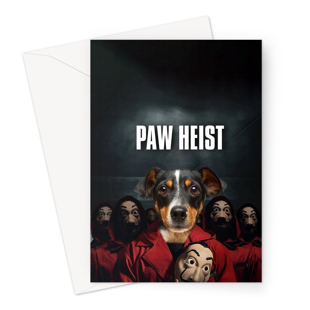 Paw Heist: Custom Pet Greeting Card - Paw & Glory - pawandglory, custom pet painting, pet portraits leeds, pictures for pets, custom pet painting, dog astronaut photo, dog portrait images, pet portrait