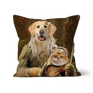 Pawbecca & Ewok (Star Wars Inspired): Custom Pet Cushion - Paw & Glory - #pet portraits# - #dog portraits# - #pet portraits uk#paw and glory, pet portraits cushion,pet custom pillow, pillows of your dog, custom pillow of pet, dog on pillow, dog photo on pillow