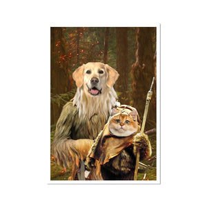 Pawbecca & Ewok (Star Wars Inspired): Custom Pet Portrait - Paw & Glory, pawandglory, dog portraits admiral, pet portraits usa, pet portrait singapore, dog portraits admiral, dog portraits as humans, admiral dog portrait, pet portrait