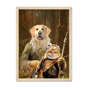 Pawbecca & Ewok (Star Wars Inspired): Custom Pet Portrait - Paw & Glory, pawandglory, minimal dog art, small dog portrait, dog portraits singapore, draw your pet portrait, dog and couple portrait, dog portraits singapore, pet portrait