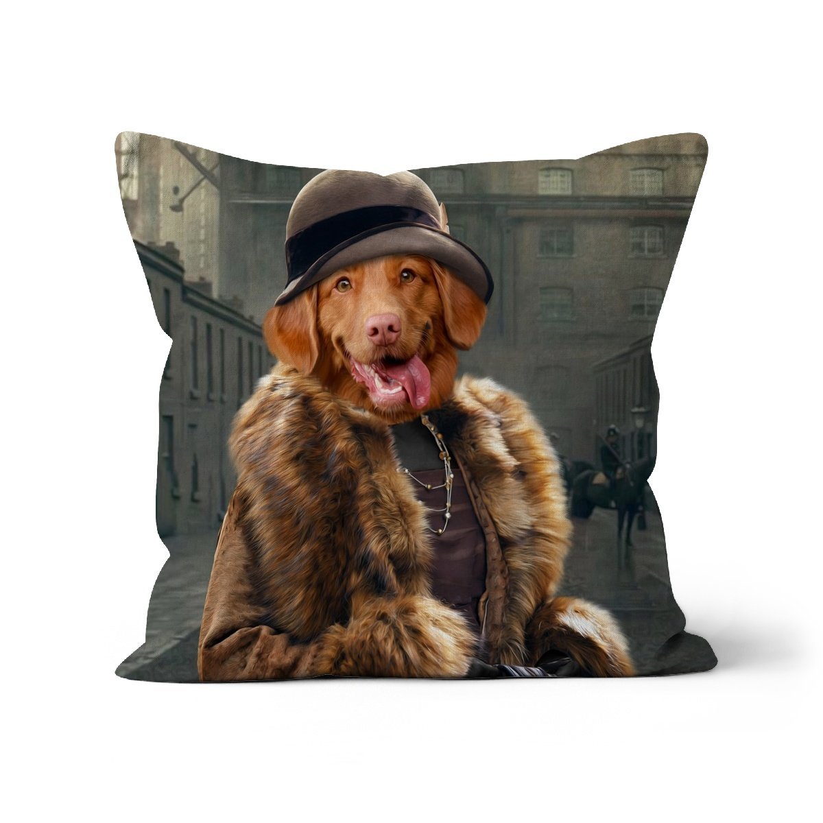 Peaky Blinders (Female): Custom Pet Cushion - Paw & Glory - #pet portraits# - #dog portraits# - #pet portraits uk#paw and glory, custom pet portrait cushion,pet face pillows, pillow personalized, dog personalized pillow, pillow with pet picture, dog pillows personalized