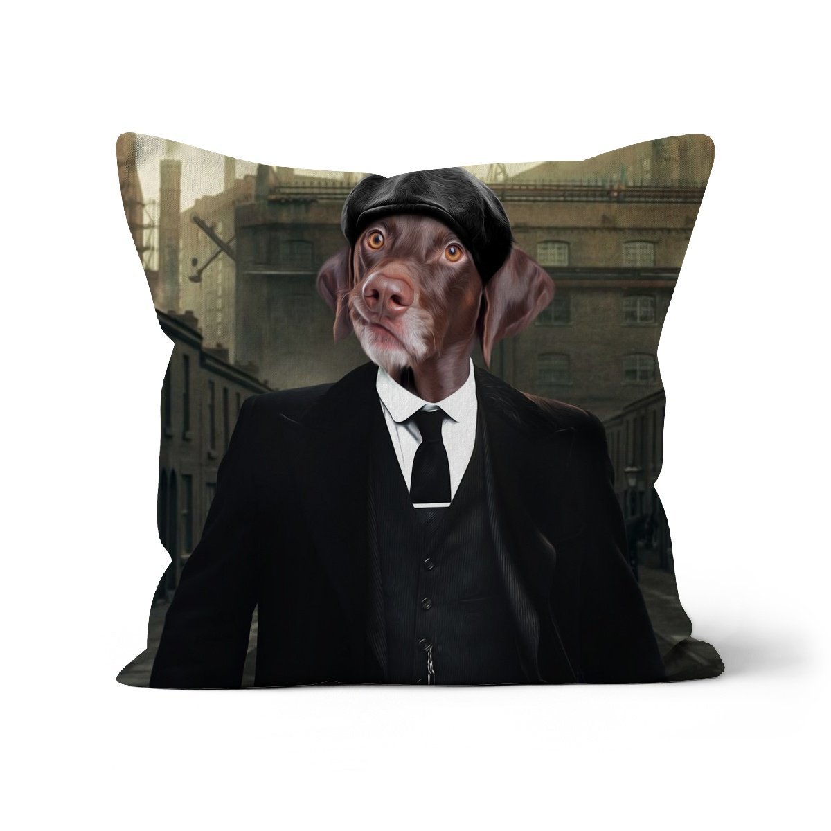 Peaky Blinders (Male): Custom Pet Cushion - Paw & Glory - #pet portraits# - #dog portraits# - #pet portraits uk#pawandglory, pet art pillow,personalised dog pillows, dog photo on pillow, pillow with dogs face, dog pillow cases, pillow custom, pet custom pillow