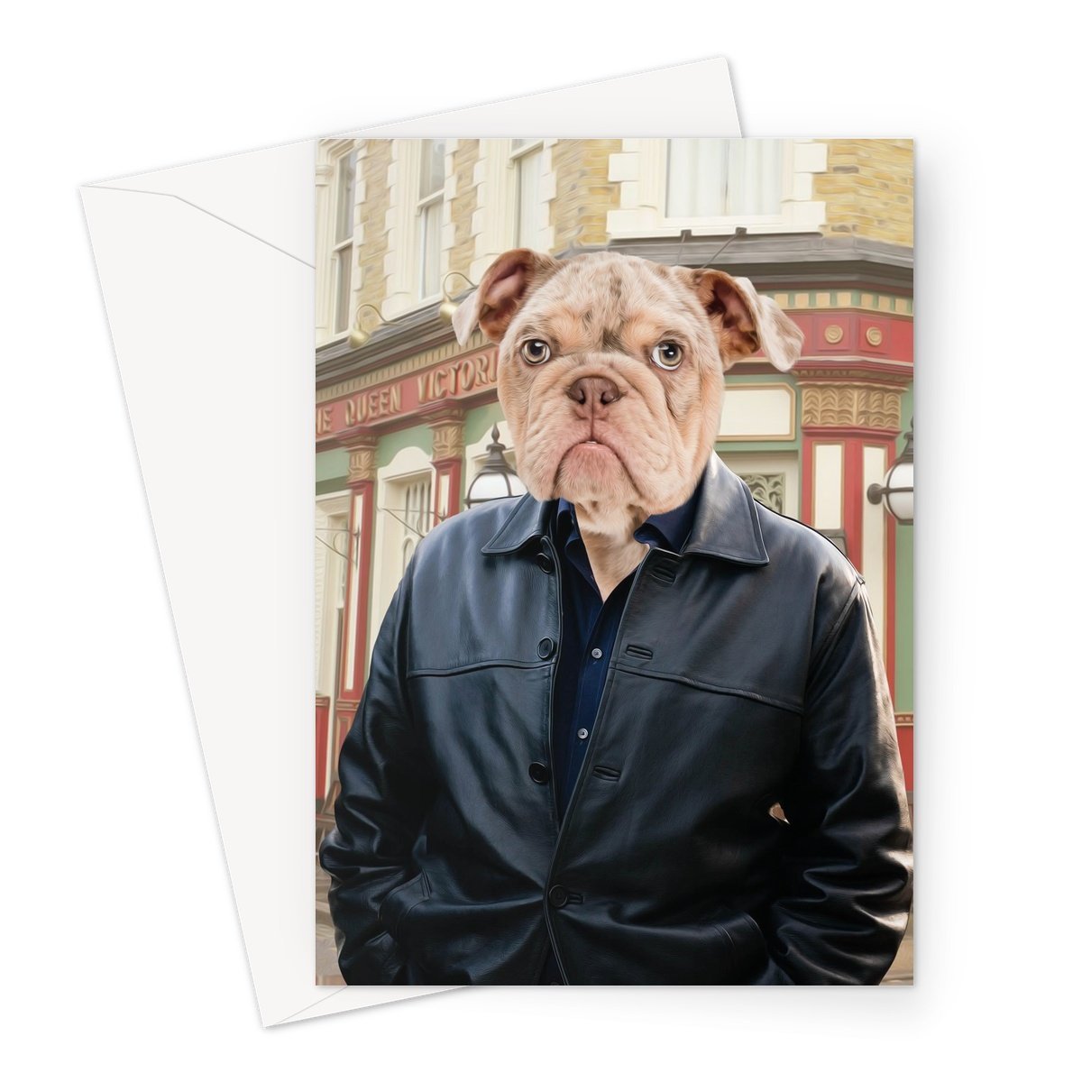 Phil Mitchell (Eastenders Inspired): Custom Pet Greeting Card - Paw & Glory - paw and glory, paintings of pets from photos, for pet portraits, dog astronaut photo, paw portraits, custom pet painting, pet portrait admiral, pet portraits